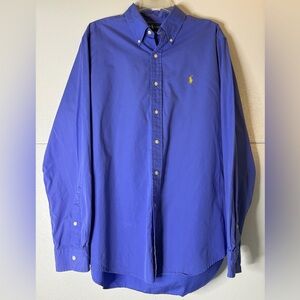 Polo by Ralph Lauren Men's Royal Blue  Custom Fit Cotton Button Down Shirt